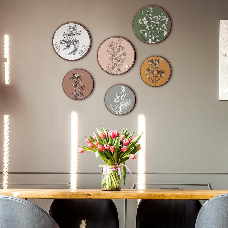 Barydat 6 Pieces Boho Plant Wall Art Decor Wooden Boho Farmhouse Rustic Bohemian Wall Hanging for Bedroom Living Room Office (Retro,8 Inch, 10 Inch) - Image 4